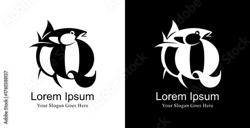 Tuna fish logo design combined with the letter Q