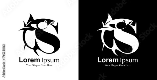 Tuna fish logo design combined with the letter S
