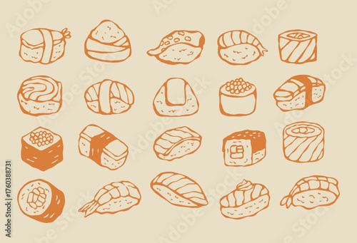 hand drawn sushi illustration