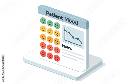 Isometric mood tracker chart display with graph and notes section