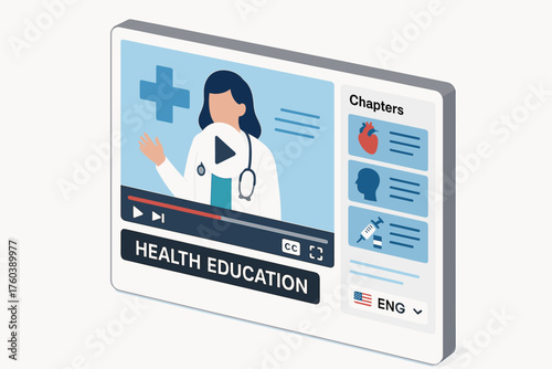 Digital health education platform with female doctor animation