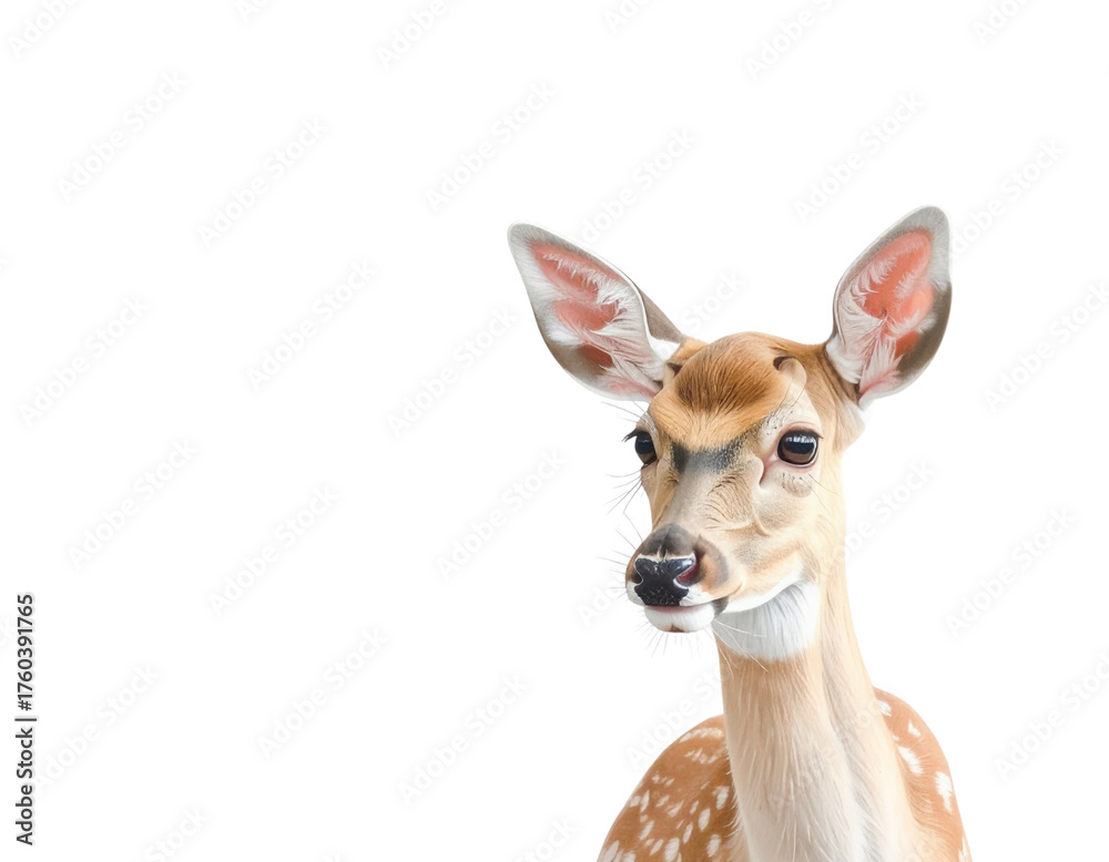 Fototapeta premium Young fallow deer portrait isolated on black background isolated on white background isolated on transparent background