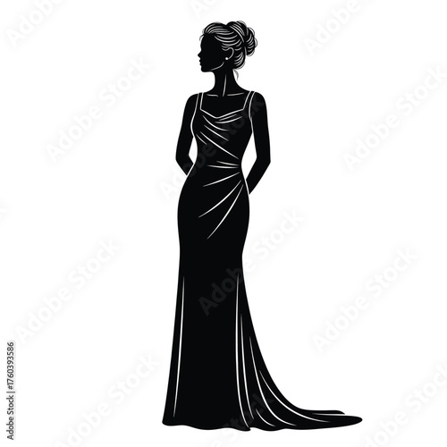 Silhouette of a woman in an elegant evening gown
