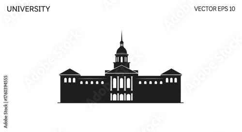 Iconic University Building Silhouette with Dome and Columns.