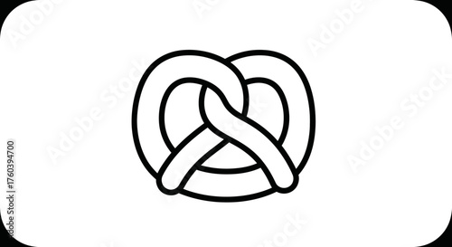 Simple Black Outline Pretzel Icon Illustration.