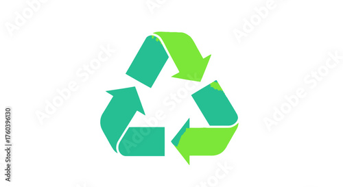 Green gradient universal recycling symbol with three chasing arrows forming a triangular loop.