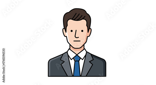 Professional Man in a Suit and Tie Business Portrait Illustration.