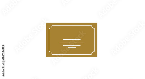 Elegant golden rectangular plaque with a decorative border and center lines.