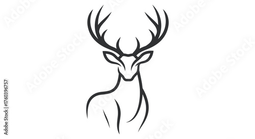 Stylized Line Art Illustration of a Majestic Stag with Antlers.