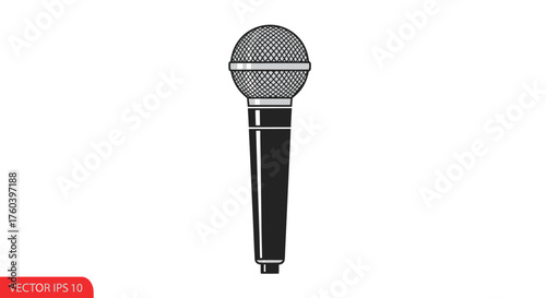 Classic Wired Microphone with Silver Mesh Head and Black Handle.