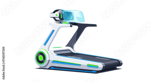 Modern Futuristic Treadmill with VR Screen for Home Gym.