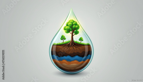 Friendly Tree Illustration Inside Water