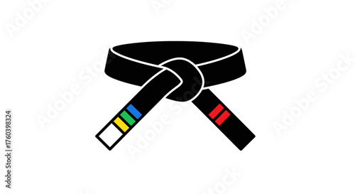 Brazilian Jiu-Jitsu Black Belt with Colorful Degree Stripes.