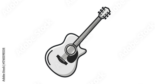 A classic acoustic guitar with a cutaway body and six strings.