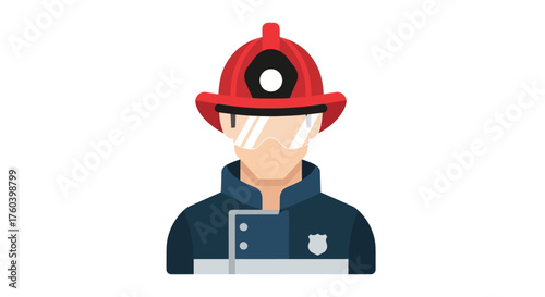 Stylized Illustration of a Firefighter in Uniform and Helmet.