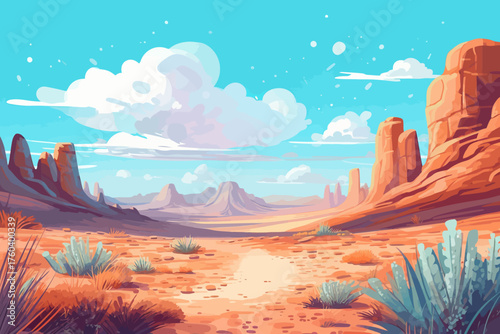 Monument Valley desert Arizona USA Vector wallpaper Southwest Landscape Illustration Travel Landmark Clipart featuring red sandstone formations Perfect for travel poster	
