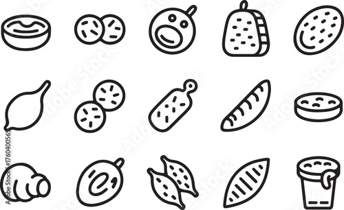 Vector icons set of Indian sweets and snacks outline style