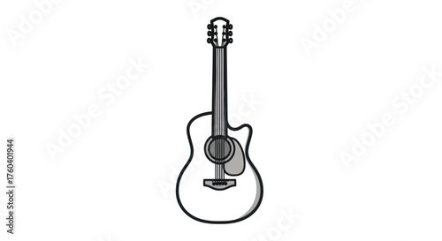 Acoustic Guitar Illustration with Strings and Sound Hole.