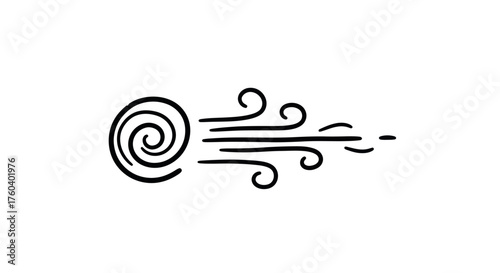 Hand-drawn illustration of swirling wind gusts and air currents.