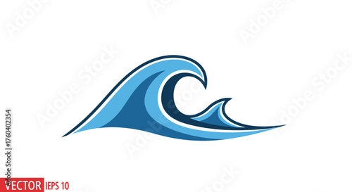 Stylized Blue Ocean Wave Graphic Illustration.