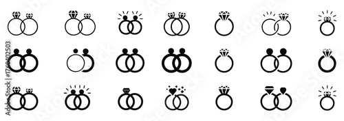 WebElegant sparkling diamond rings icons convey love and commitment perfect for wedding planning resources, jewelry store promotions, and celebrating everlasting romance