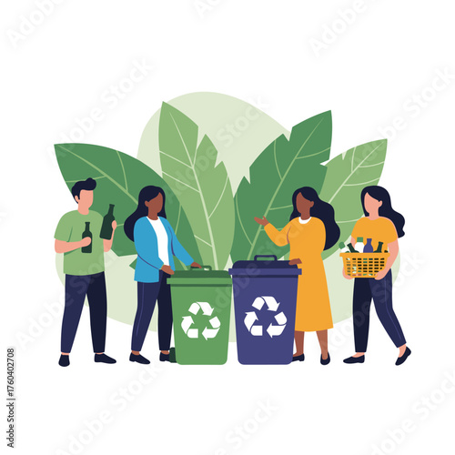 People actively participating in recycling efforts to protect the environment and its natural resources.