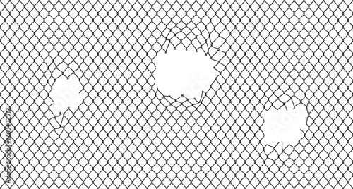 Broken wire mesh fence background