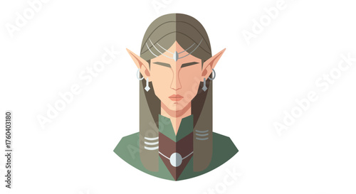 Stylized Portrait of a Fantasy Elf Character with Pointed Ears.