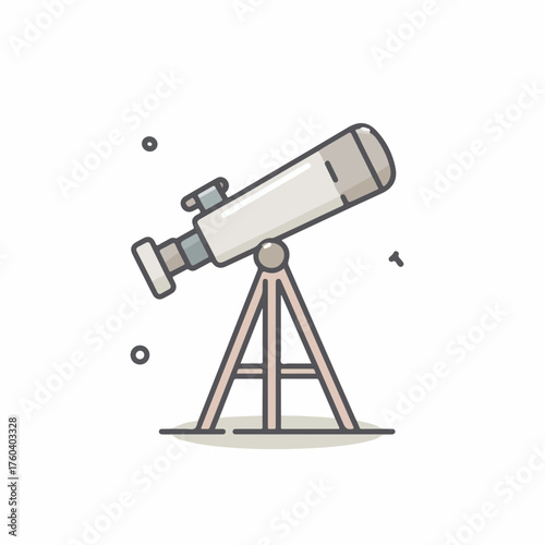 Simple Telescopic Outline Icon in Flat Style