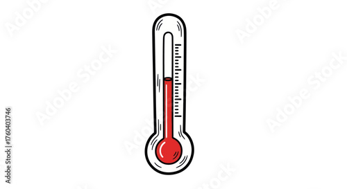 Cartoon style thermometer showing high temperature.
