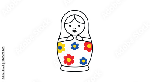 Traditional Russian Matryoshka Doll with Floral Decoration.
