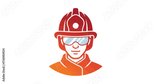 Stylized Illustration of a Firefighter Wearing Protective Gear.
