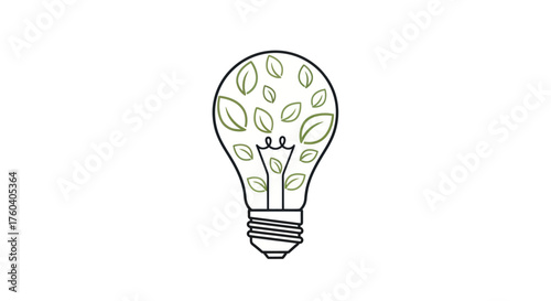 Lightbulb Filled with Leaves: Eco-Friendly Energy Concept.