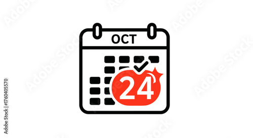 Calendar Icon Showing October 24th with a Checkmark.