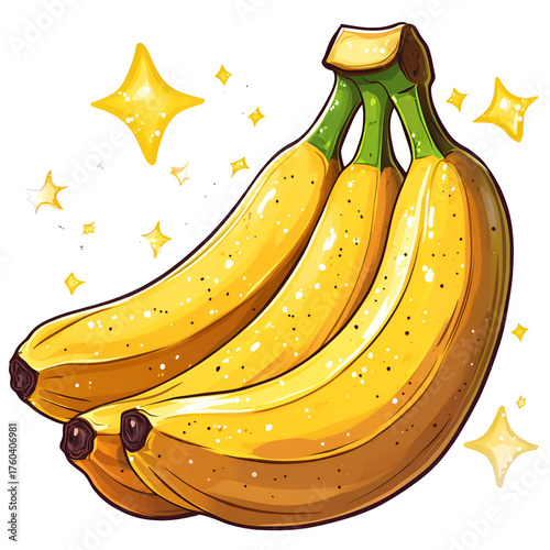 Bunch of yellow bananas with sparkling background