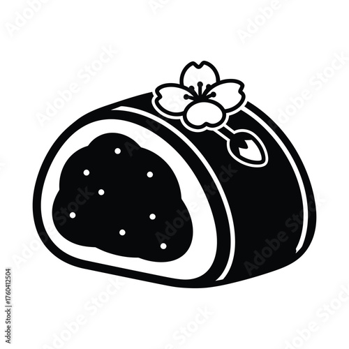 Black sushi roll with cherry blossom food japanese