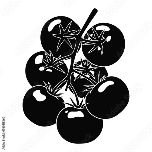Black tomatoes on a vine food fruit