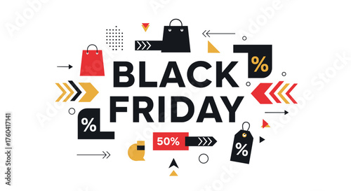 Black Friday vector graphic for promotional marketing and large discounts