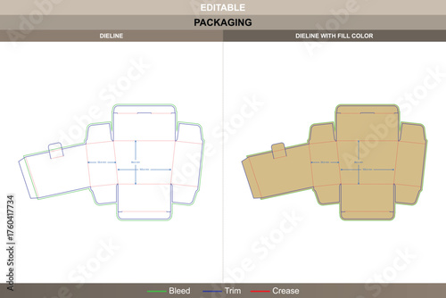 Tuck end box with security buckles dieline refined vector printing packaging layout with durable fold system and precise die line setup ensuring high-quality protective packaging