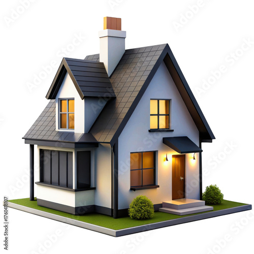 3d house icon isolated on transparent background