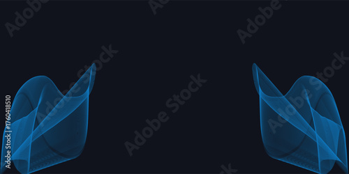A dynamic and abstract digital design with flowing blue waveforms against a dark background,smooth, curving lines and dotted patterns that create a sense of movement and energy.