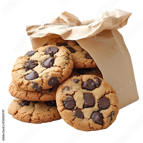 Chocolate chip cookies in a bag