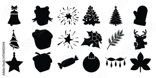 Collection of Christmas and Holiday Silhouette Icons