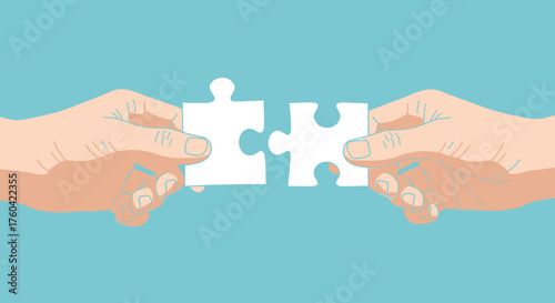 Hands holding puzzle pieces symbolizing teamwork collaboration and problem solving solutions