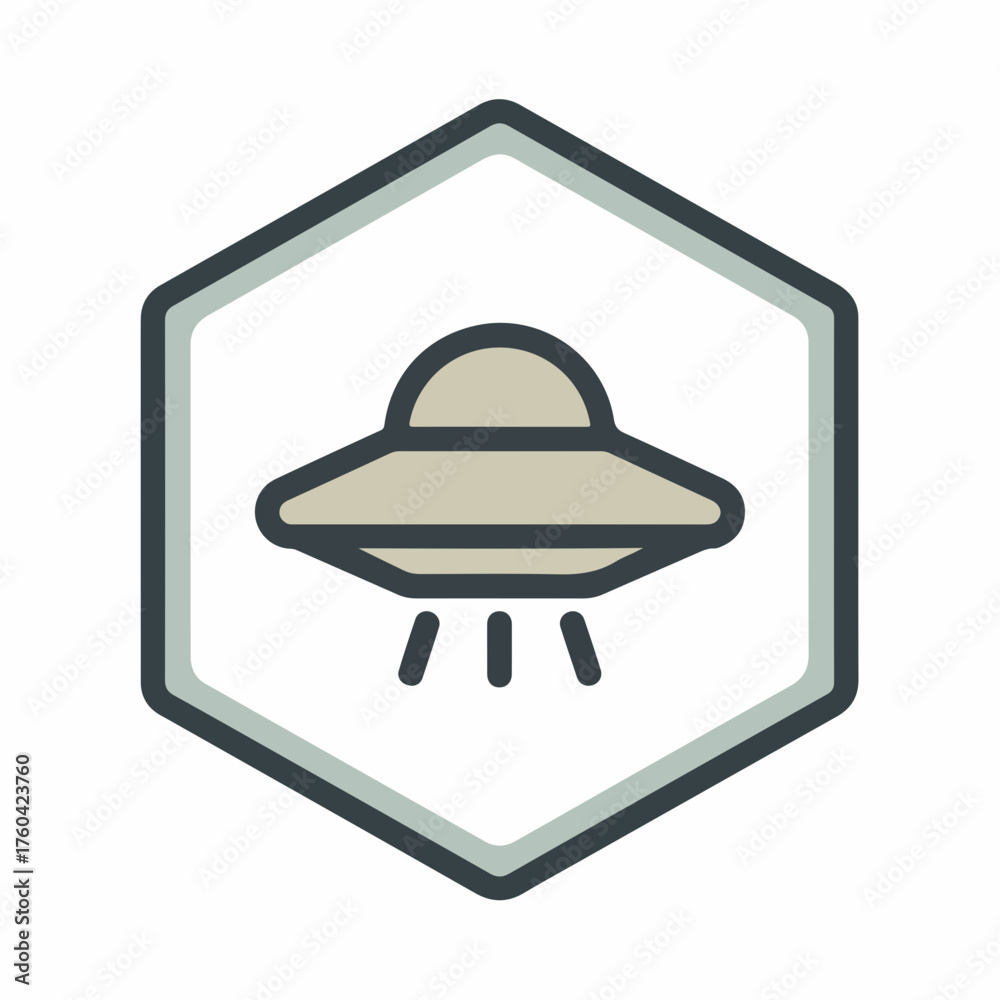 Fototapeta premium Minimalist UFO Outline Flat Icon Design