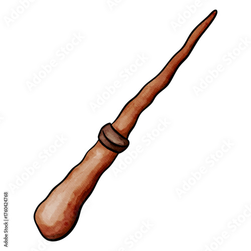 Hand-Drawn Wooden Magic Wand for Fantasy Spells