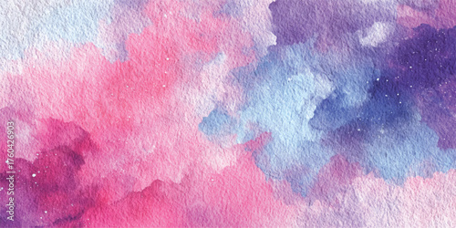 Pink purple blue watercolor wash abstract background