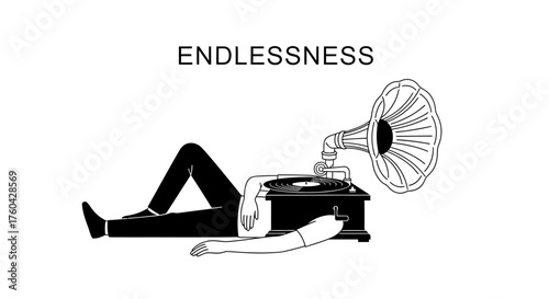 Conceptual artwork illustrating the theme of escapism and the infinite nature of sound