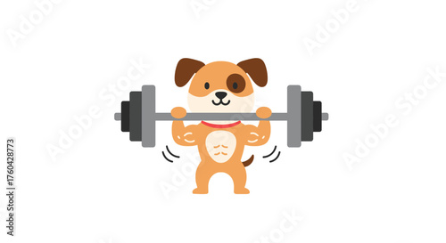 Cartoon dog lifting weights, showing strength and determination in fitness training