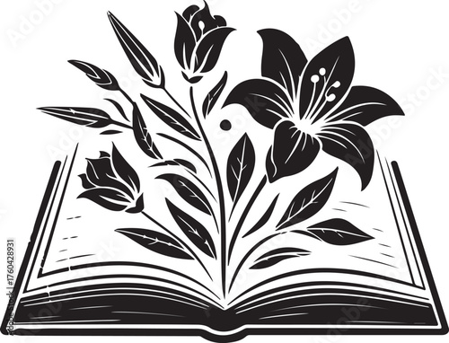 Floral Book Black and White Book with flowers design